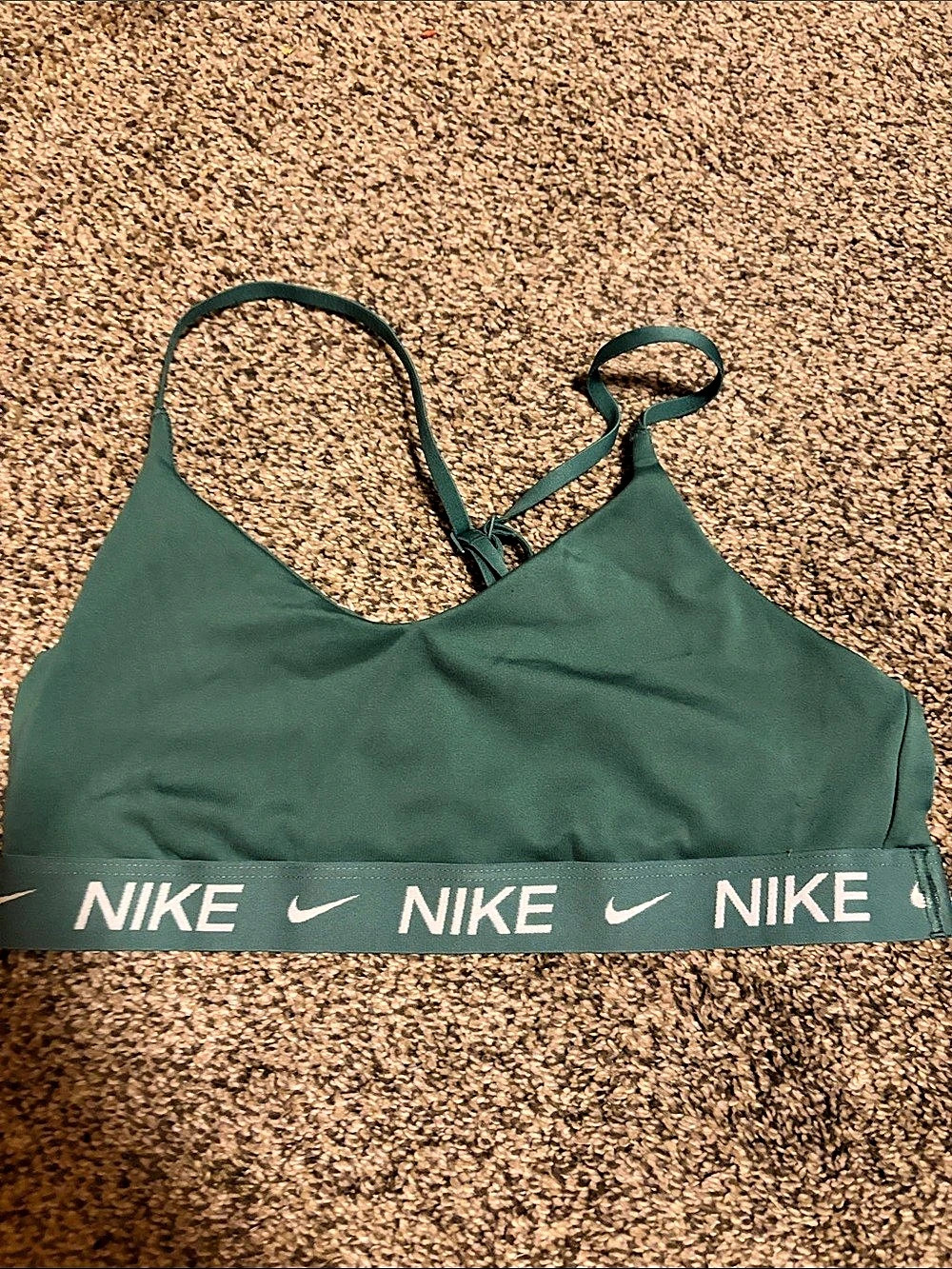 Nike Indy Logo Band Sports Bra in Green Medium